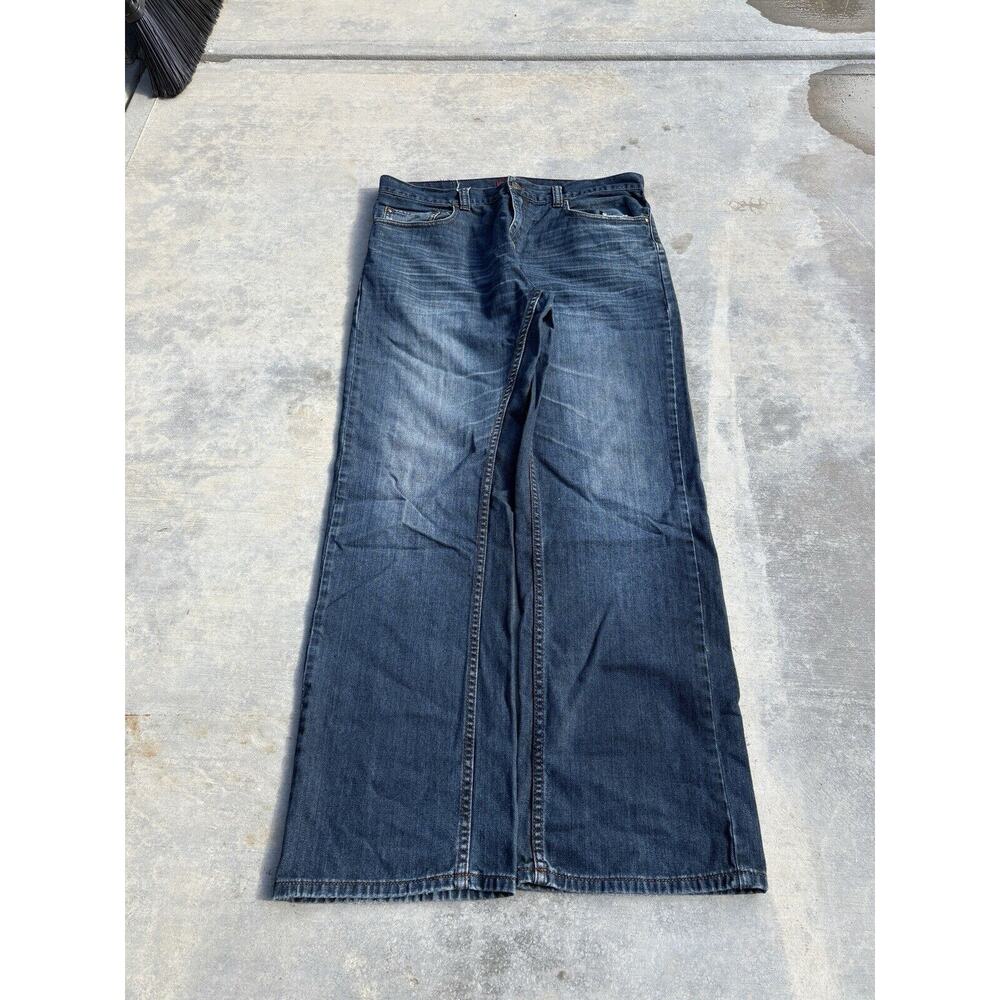 Vintage Y2K Wide leg Perry Ellis Beautiful faded whiskered wash34x32